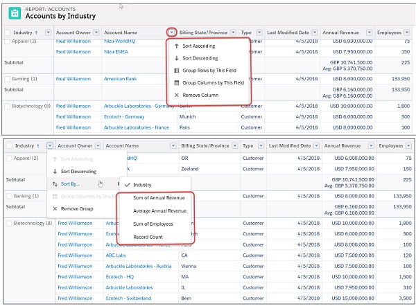 Salesforce 报表和仪表板